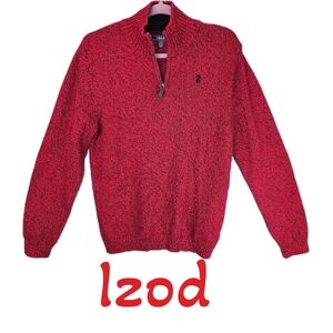 Izod Big Boys Red & Black Knit Winter Sweater All Cotton Casual Comfort